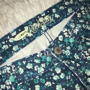 Teal Floral Rockstar Old Navy Jeans 10
